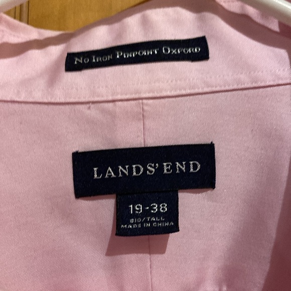 Men’s Land’s End Long Sleeve Button Down Shirt, Pink, Sz 19-38 Big/Tall - Picture 4 of 8